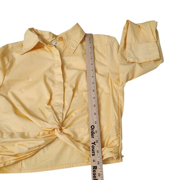 Jason Wu Blouse Womens Small Yellow Crop Button Twist Front Top Longsleeve - Picture 9 of 10